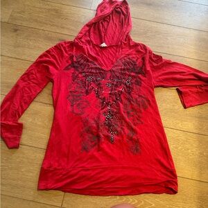 Liberty Red Hoodie with Black Pattern